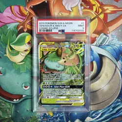 2019 Pokemon Sun & Moon Venusaur & Snivy GX Cosmic Eclipse #1 (1/236) - PSA 9 - Image 1