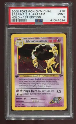 PSA 9 1st Edition Gym Challenge Sabrina’s Alakazam 16/132 Holo Rare Pokemon TCG - Image 1