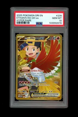 2025 Pokemon ETHANS HO-OH EX HYPER RARE GOLD HOLO 239/182! PSA GEM 10 MINT - Image 1