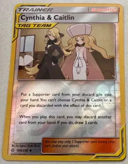 2019 Pokemon Cosmic Eclipse Cynthia & Caitlin [Reverse Holo] #189 TCG - Image 1