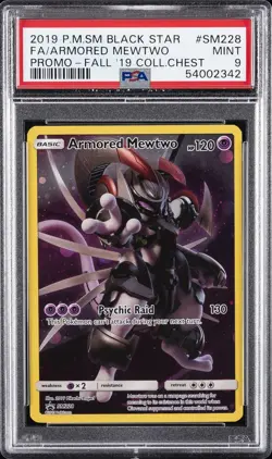 2019 POKEMON SM BLACK STAR PROMO #SM228 FULL ART/ARMORED MEWTWO PSA 9 - Image 1