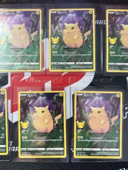 Lot (7) Pokemon TCG Celebrations Pikachu Full Art Holo Card 25th NM - Image 3