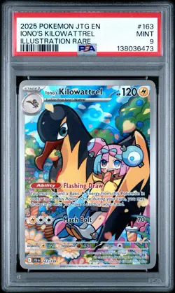 Pokemon Iono's Kilowattrel Illustration Rare Holo PSA 9 Sv09 163/159 - Image 1