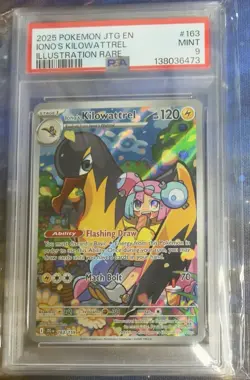Pokemon Iono's Kilowattrel Illustration Rare Holo PSA 9 Sv09 163/159 - Image 3