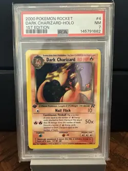 Wizards of the Coast 2000 Team Rocket Dark Charizard Holo 1st Ed PSA 7 4/82 - Image 1