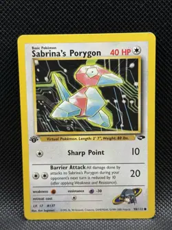 Sabrina's Porygon 98/132 Gym Challenge Non Holo 1st Edition Pokemon Card - Image 1