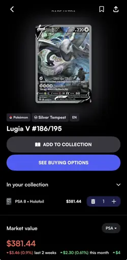 ✨2022 Lugia V Pokemon Silver Tempest 186/195 PSA 8 NM-MT✨ - Image 3