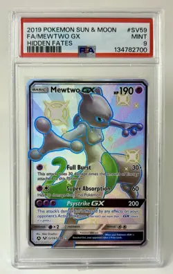 Mewtwo GX - PSA 9 Pokemon Sun & Moon Hidden Fates TCG SV59 - Image 1