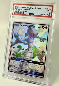 Mewtwo GX - PSA 9 Pokemon Sun & Moon Hidden Fates TCG SV59 - Image 2