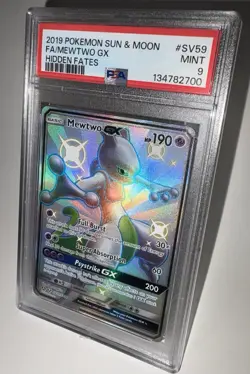 Mewtwo GX - PSA 9 Pokemon Sun & Moon Hidden Fates TCG SV59 - Image 3