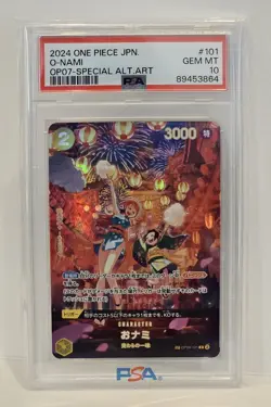 One Piece O-Nami OP06-101 500 Years in the Future Japanese Alt Art PSA 10 - Image 3
