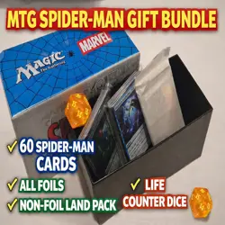 MTG Spider-Man Gift Bundle Box Dice Land Pack + 60 Cards Foil NM! - Image 1