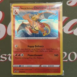 Pokemon TCG Special Delivery Charizard Promo Card SWSH075 Holo Sealed Pack - Image 1