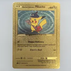 Pokemon Special Delivery Pikachu 60hp Gold Foil Fan Art Collector Card TCG - Image 1