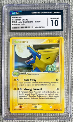 Pokemon TCG Manectric EX Crystal Guardians Reverse Holo CGC 10 Gem Mint Pop 20 - Image 1