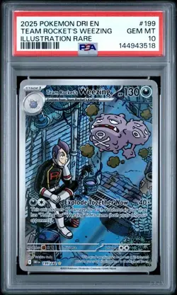 Pokemon Team Rocket's Weezing Destined Rivals Illustration Rare #199 PSA 10 - Image 1