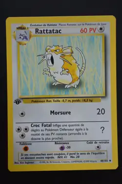 Pokemon TCG RATICATE 1ST EDITION FRENCH RATTATAC Base Set 40/102 NM - Image 1