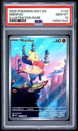 2025 POKEMON WHT EN-WHITE FLARE ILLUSTRATION RARE #133 MIENFOO PSA 10 - Image 1