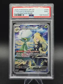2025 POKEMON DRI EN-DESTINED RIVALS Cynthia's Roserade Illustration Rare PSA 9 - Image 1