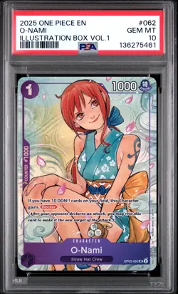2025 ONE PIECE PROMOS ILLUSTRATION BOX VOL.1 #062 O-NAMI PSA 10 - Image 1