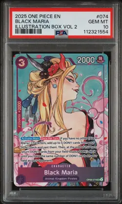 2025 ONE PIECE PROMOS ILLUSTRATION BOX VOL.2 #074 BLACK MARIA PSA 10 - Image 1
