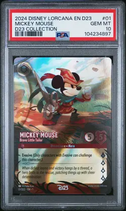 2024 DISNEY LORCANA EN D23 COLL #01 MICKEY MOUSE - BRAVE LITTLE TAILOR PSA 10 - Image 1