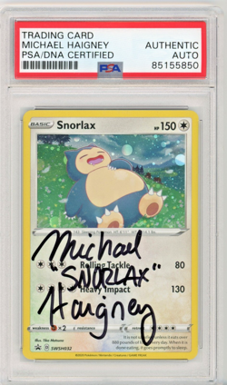 PSA Signed Michael Haigney Pokemon TCG Snorlax SWSH032 Black Star Promo Holo - Image 1