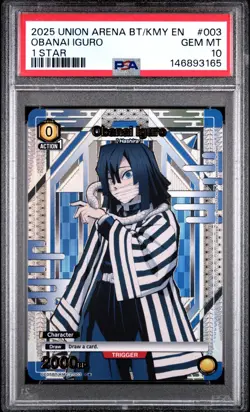 2025 UNION ARENA UE05BT/KMY DEMON SLAYER 003 OBANAI IGURO 1 STAR PSA 10 GEM MINT - Image 1