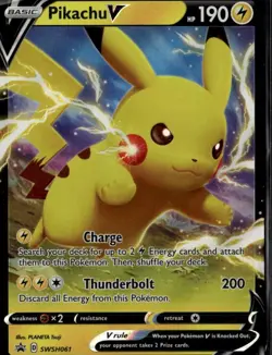 Pikachu V Promo SWSH: Sword & Shield Promo Cards SWSH061 Lightning Holo Pokemon - Image 1