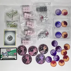 POKEMON TCG ACCESSORIES / No Cards / MEW COINS, Dice Sets, VSTAR, Burn & Poison - Image 1
