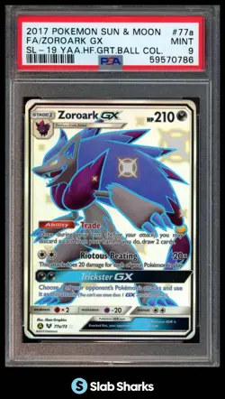 2017 POKEMON SUN & MOON ZOROARK GX SHINING LEGENDS #77A PSA 9 - Image 1