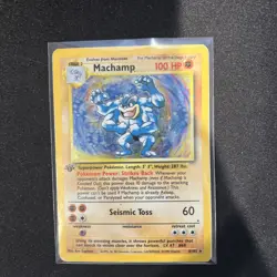 1st Edition Machamp 8/102 Base Set Holo Rare Vintage 1999 Pokemon Card MP - Image 1