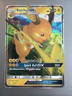 Raichu GX - 20/68 - Hidden Fates - Holo Rare - Pokemon - Mint - Image 1