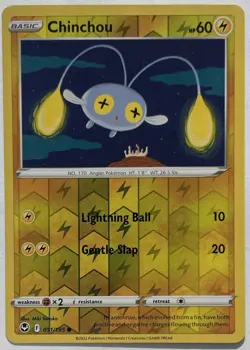 Chinchou 051/195 Common Silver Tempest Pokemon Reverse Holo Near Mint - Image 1