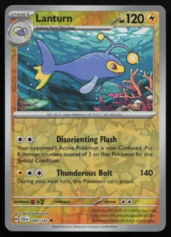 Lanturn 49/142 Uncommon Stellar Crown Pokemon Reverse Holo Lightly Played - Image 1
