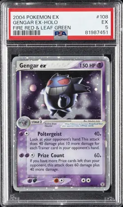 2004 POKEMON EX FIRE RED & LEAF GREEN #108 GENGAR EX-HOLO PSA 5 - Image 1