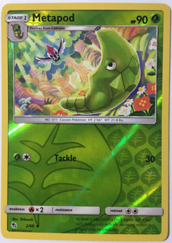 POKEMON METAPOD 2/68 HIDDEN FATES UNCOMMON REVERSE HOLO NEAR MINT - Image 1