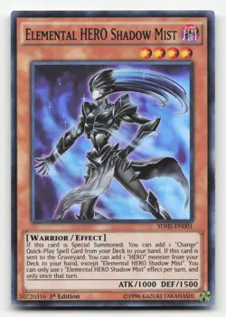 Yugioh Elemental HERO Shadow Mist SDHS-EN001 Super Rare 1st Edition NM - Image 1