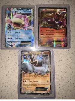 Pokemon TCG 3 Card Lot XY EX Holo Slowbro Houndoom Machamp English - Image 1