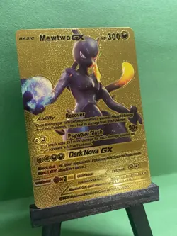 FAN ART! Mewtwo GX Gold Foil Pokemon Card - Image 1