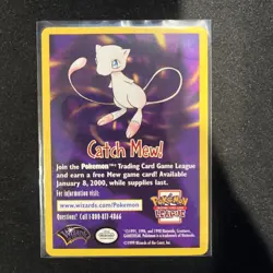 1999 Pokemon Promo Card “Catch Mew" WOTC "Pokemon The First Movie" - Image 1