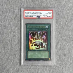 CARD OF SAFE RETURN YUGIOH LON-029 2003 LABYRINTH/NIGHTMARE 1ST ED UR EN PSA 8 - Image 1