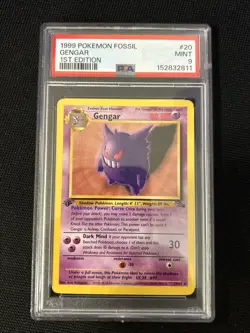 Pokemon Gengar 20/62 (1st Edition) *PSA 9* Fossil Regular Freshly Graded Card - Image 1