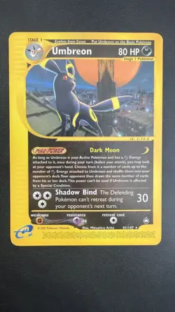 Pokemon Umbreon Card Aquapolis Set 41/147 - Non Holo Rare WOTC Vintage - LP - Image 1