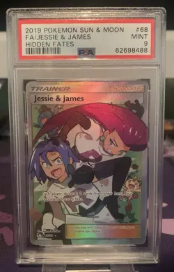 Pokemon Jesse & James Full Art Trainer PSA 9 Sun And Moon Hidden Fates 68/68 MT - Image 1
