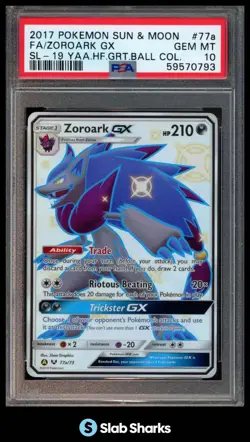 2017 POKEMON SUN & MOON ZOROARK GX SHINING LEGENDS #77A PSA 10 - Image 1
