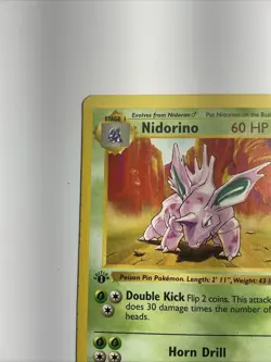 Nidorino 037/102 Base Set (Shadowless) Regular 1st Edition Pokemon Rare Vintage - Image 2