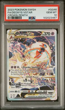 2023 POKEMON SWORD & SHIELD CROWN ZENITH #GG46 FULL ART/DEOXYS VSTAR PSA 10 - Image 1