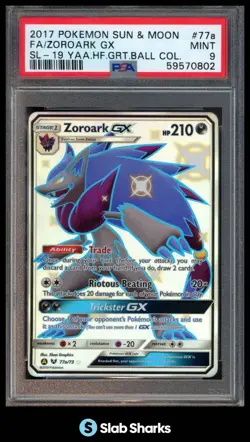 2017 POKEMON SUN & MOON ZOROARK GX SHINING LEGENDS #77A PSA 9 - Image 1
