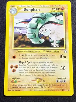Pokemon TCG Donphan Neo Genesis Card 21/111 Unlimited Rare LP - Image 1